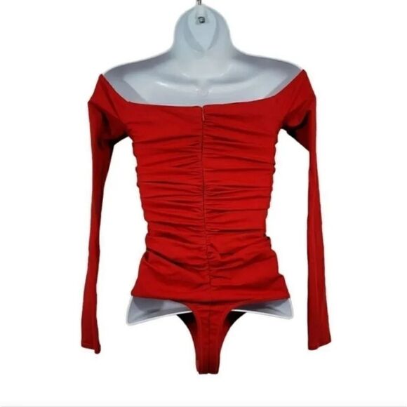 NEW Revolve Lovers + Friends Lyanna Bardot Bodysuit in Red Size XXS - Picture 4 of 11